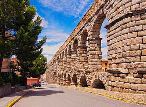 罗马水道,老城,塞戈维亚,卡斯提尔,西班牙,欧洲