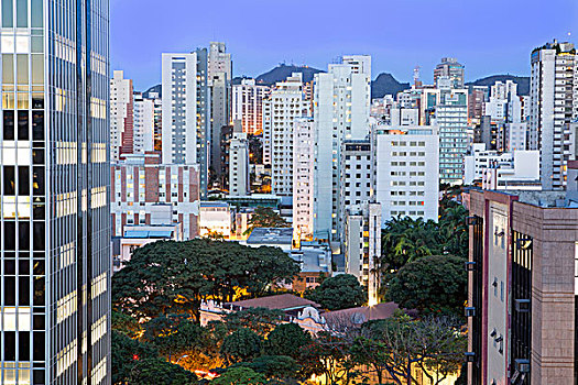 南美,巴西,米纳斯吉拉斯州,全视图,摩天大楼,公寓,楼宇,城市