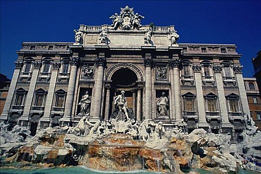喷泉,正面,建筑,罗马,意大利