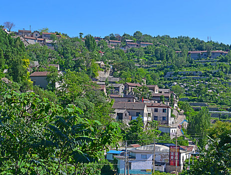 建在,山上,美丽,古村落