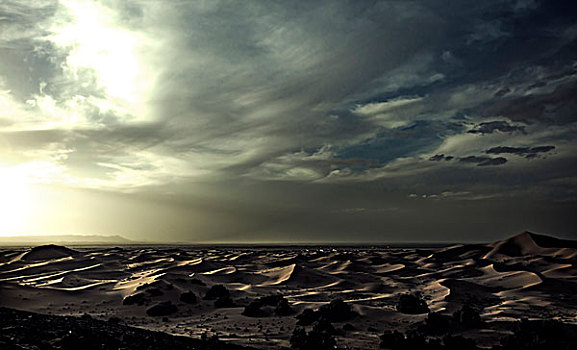 荒漠景观,沙丘,阴天