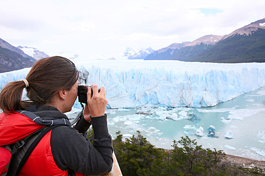 游客,照相,莫雷诺冰川