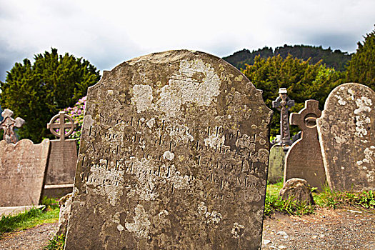 墓碑,墓地,6世纪,场所,格兰达洛,威克洛郡,爱尔兰