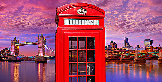伦敦,电话亭,塔桥