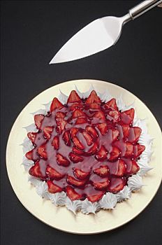 俯拍,草莓,蛋白甜饼,蛋糕盘