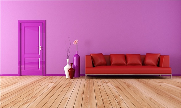 紫色,红色,客厅