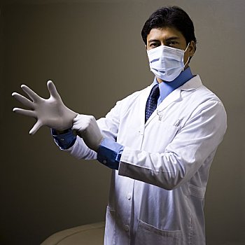 男医生,牙医,手术口罩,手套
