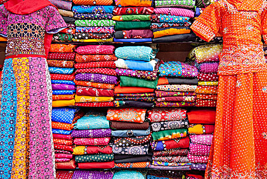 纱丽服,一堆,出售,拉贾斯坦邦,印度,亚洲