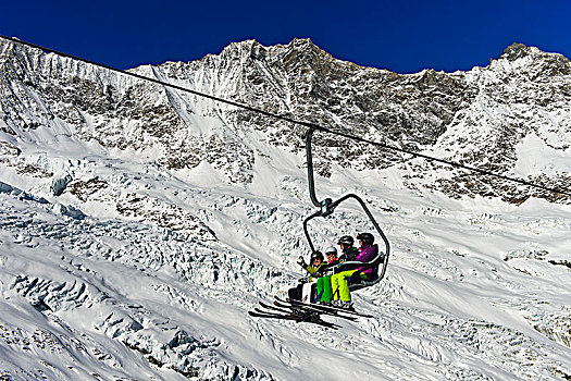 滑雪,缆车,正面,顶峰,多,滑雪区,瓦莱,瑞士,欧洲