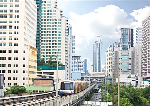 天空,列车,铁路,曼谷,商务,建筑