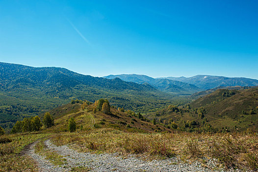 道路,山