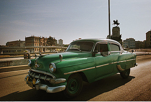 老爷车,街上,哈瓦那,古巴
