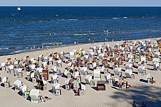 海滩,沙滩椅,波罗的海,海滨胜地,塞林,梅克伦堡前波莫瑞州,德国,欧洲