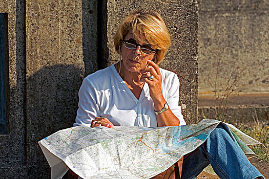 女人,路线图,布列塔尼半岛,法国