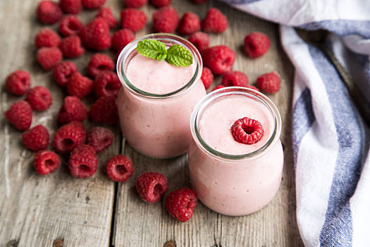 酸奶,冰沙,树莓,水果点心,浆果,健康,节食,概念