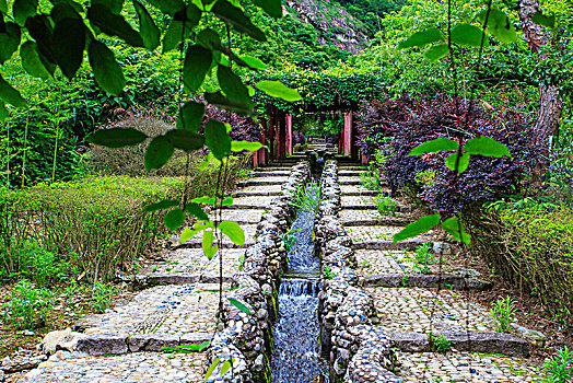 水渠,小溪,清流,山泉,流水,长廊