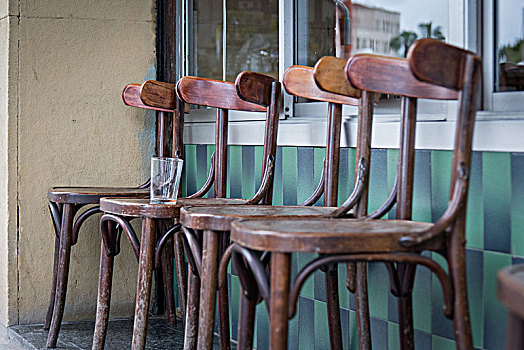街道,巴塞罗那,木椅,正面,街头咖啡馆,空,玻璃