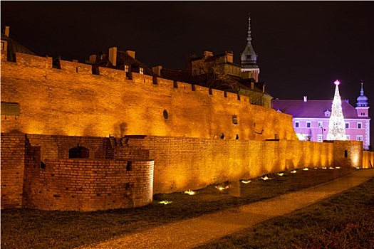 老城,要塞,华沙,夜晚