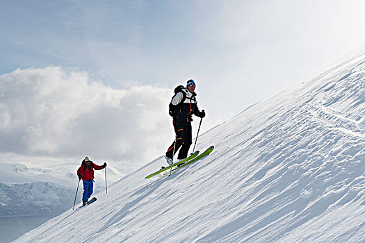 上升,滑雪,特罗姆斯,挪威,欧洲