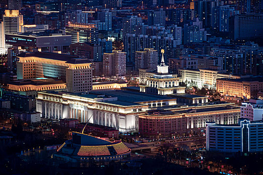 鸟瞰北京城市夜景