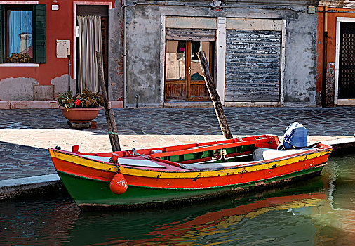 老,摩托艇,街上,布拉诺岛,意大利