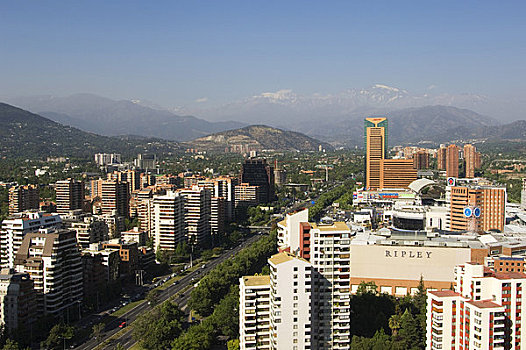 智利,圣地亚哥,城市,安迪斯山脉,背景,公寓楼