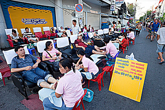 泰国,清迈,星期日,街边市场,足部按摩