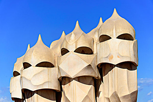 雕刻,通风,屋顶,安东尼奥-高迪,世界遗产,巴塞罗那,西班牙