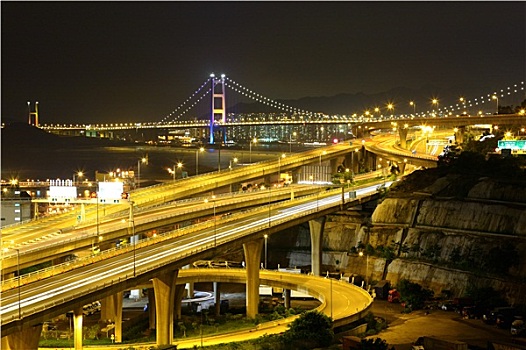 高速公路,桥,夜晚
