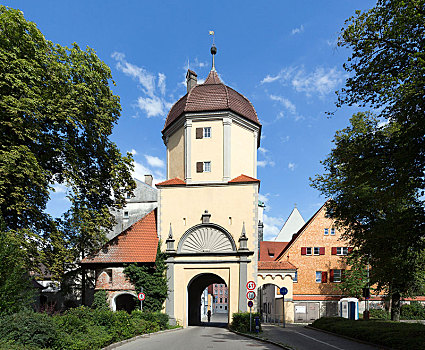 一个,几个,保存,城门,中世纪城市,要塞,斯瓦比亚,巴伐利亚,德国,欧洲
