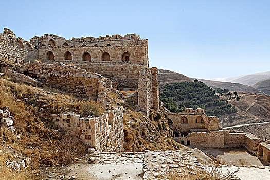 遗址,城堡,十字军东征,建造,时间,约旦,亚洲