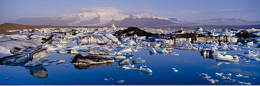 俯视,结冰,泻湖,杰古沙龙湖,冰岛