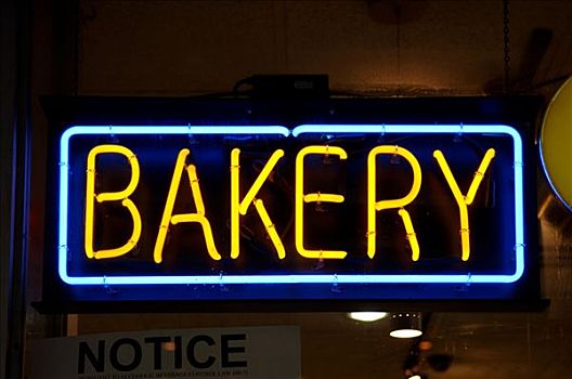 霓虹标识,糕点店,纽约,美国