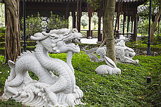 中国,黄道十二宫,雕塑,九龙,城墙,香港