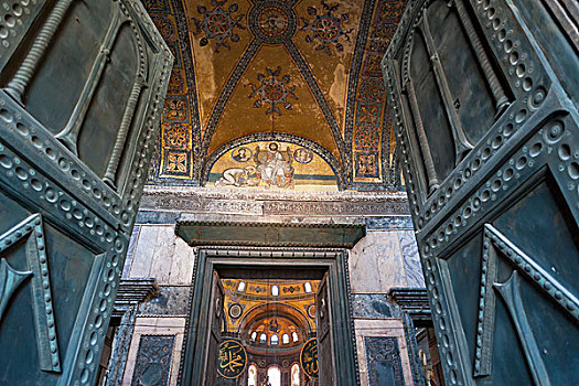 华丽,天花板,圣索菲亚教堂,博物馆,伊斯坦布尔,土耳其