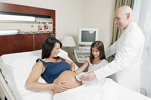 孕妇,超声波扫描,女儿,看