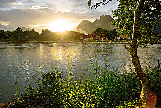 老挝万荣日落