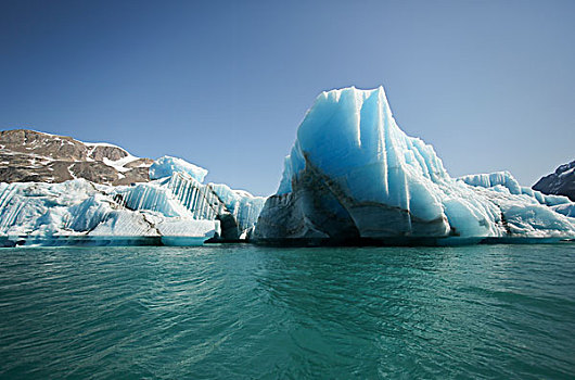 格陵兰,峡湾,蓝色,冰山,脸,结果,空气,岁月,亮光,折射