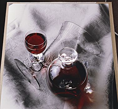 红酒,玻璃瓶,玻璃杯