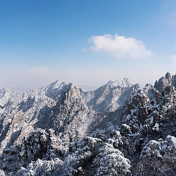 雪景,黄山,山,冬天