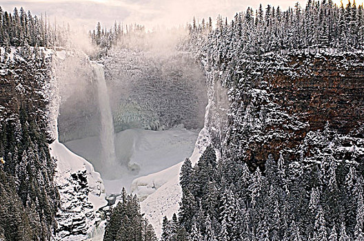 瀑布,早,暴风雪,西部,清水,公园,不列颠哥伦比亚省,加拿大