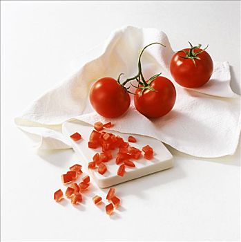 西红柿茎,块状,西红柿,布,案板