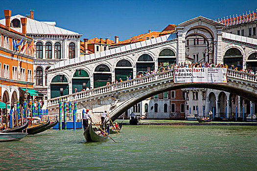小船,大运河,雷雅托桥,威尼斯,意大利