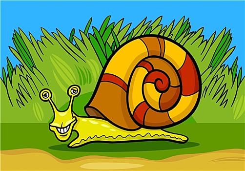 蜗牛,软体动物,卡通,插画