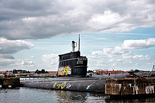 潜水艇,港口,涂鸦