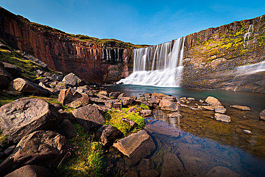瀑布,冰岛,高地,东方