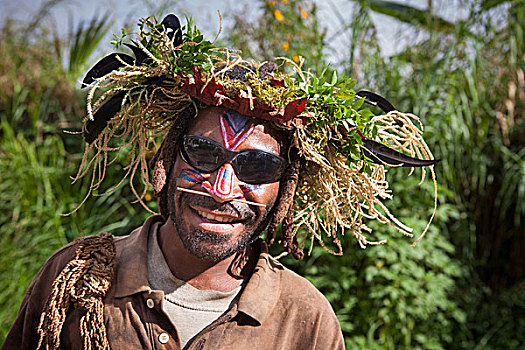 男性,茎,鼻子,塔里,市场,巴布亚新几内亚