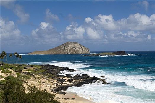 岩石构造,海中,湾,瓦胡岛,夏威夷,美国