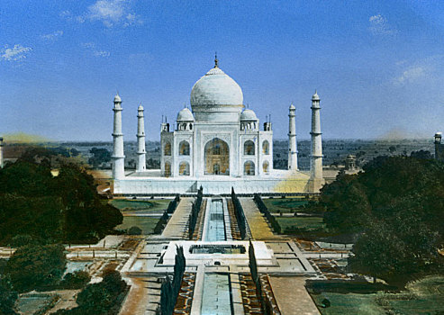 泰姬陵,阿格拉,印度,手绘,魔幻,灯笼,滑动,纽顿,20年代