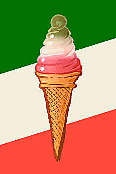 插画,三色,冰淇淋,立陶宛,旗帜